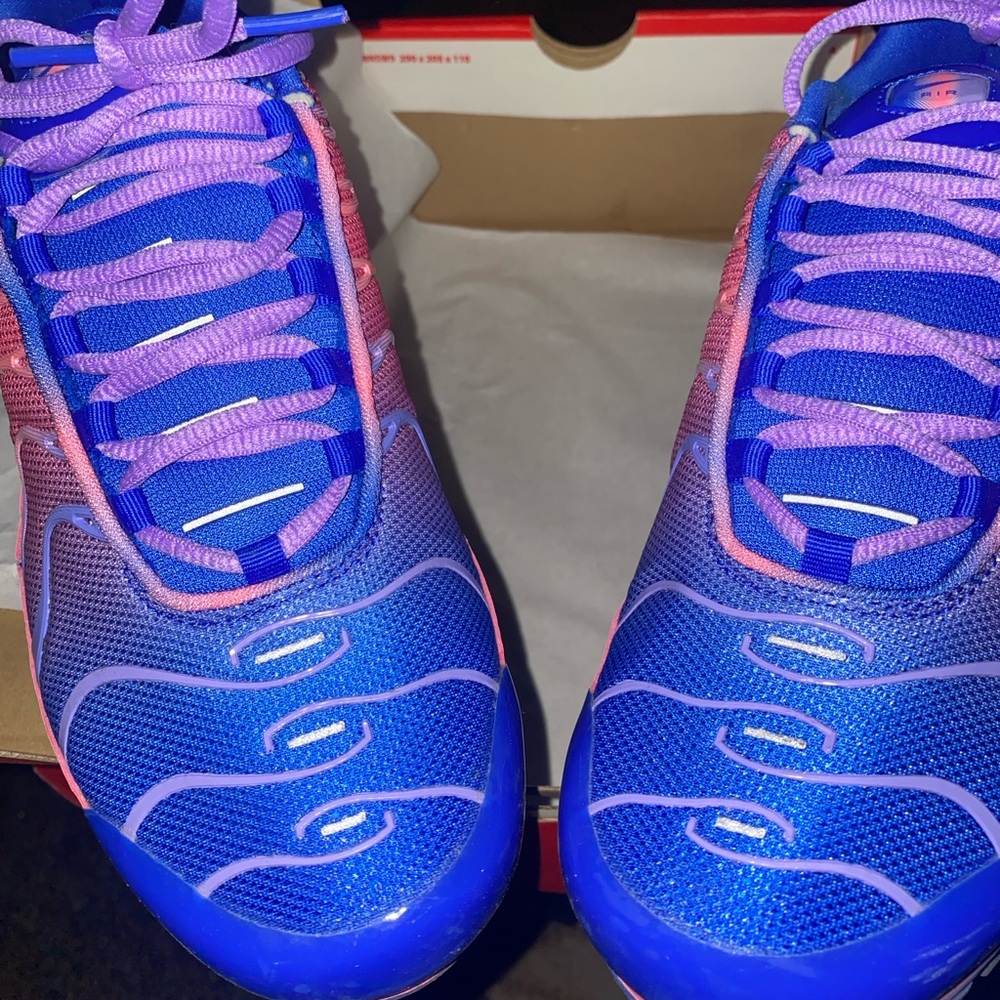Nike Air Max Plus in Racer Blue and Sunset Pulse